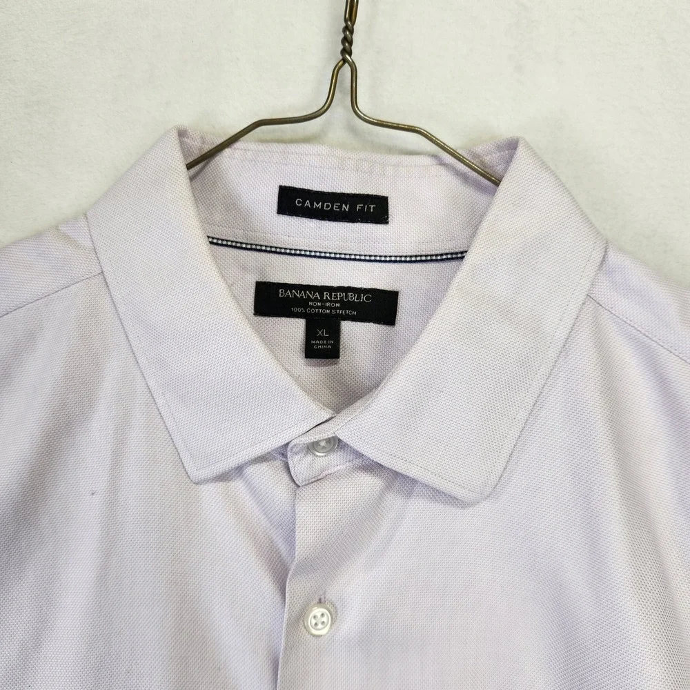 Banana Republic Mens XL Camden Fit Non-Iron Cotton Stretch Shirt‎ Light Purple